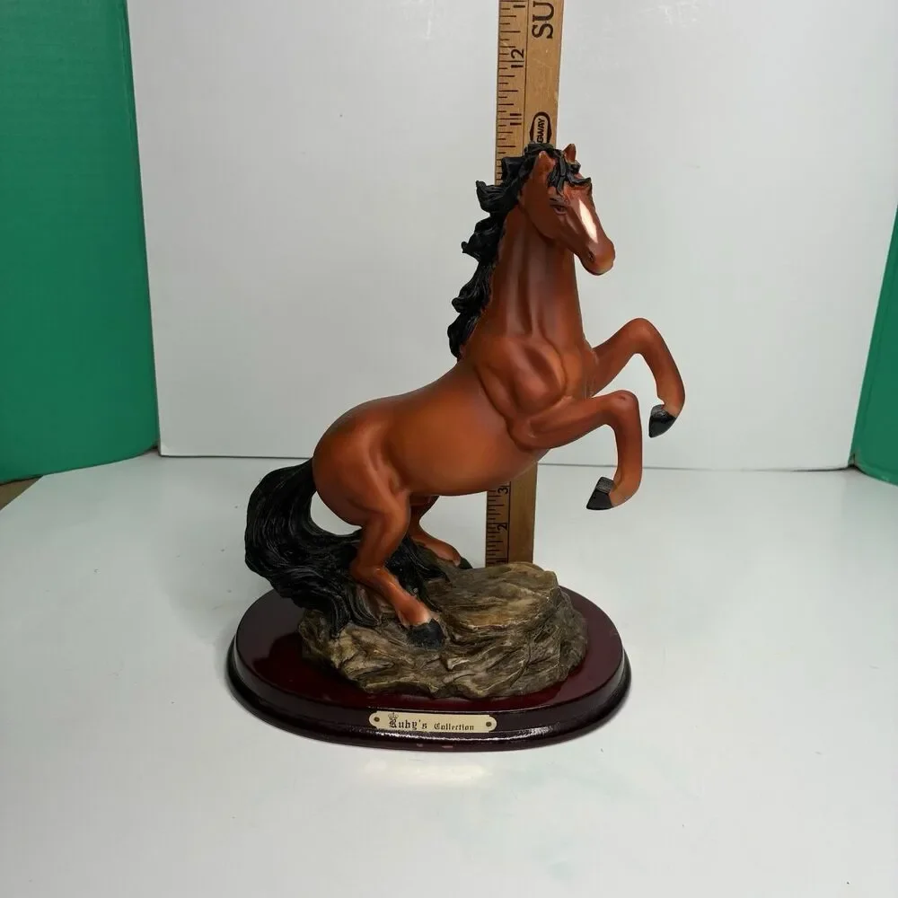 Ruby's Collection Brown Stallion Horse Figure On Wooden Base